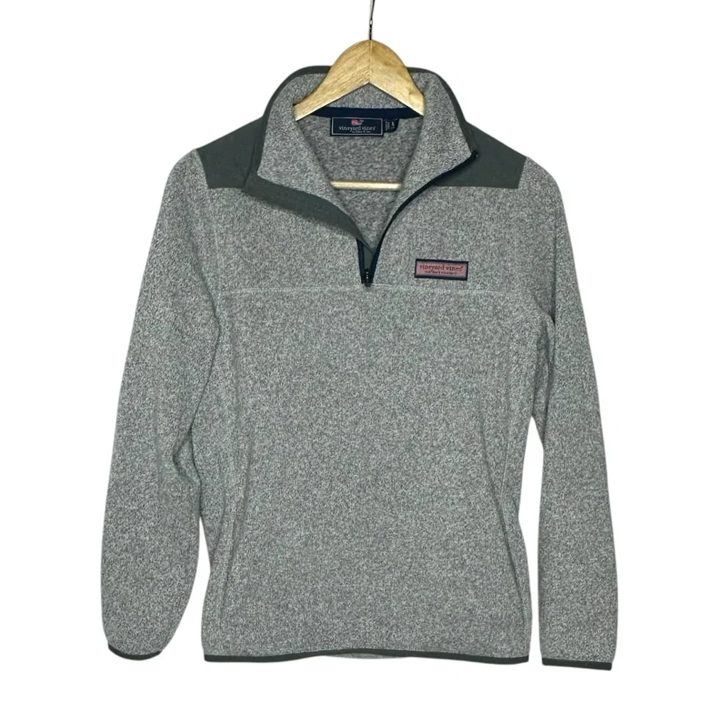 Boys Vineyard Vines 1/4 Zip Knit Sherpa Sweater Jacket L